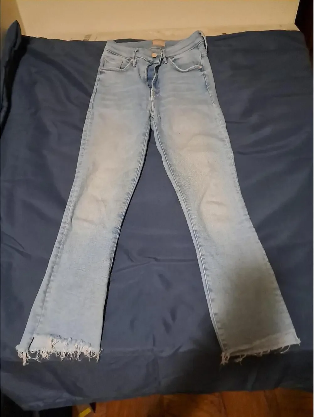 Mother The Insider Crop Step Fray Jeans Womens 29x25.5 Blue High Rise Denim - Picture 1 of 14